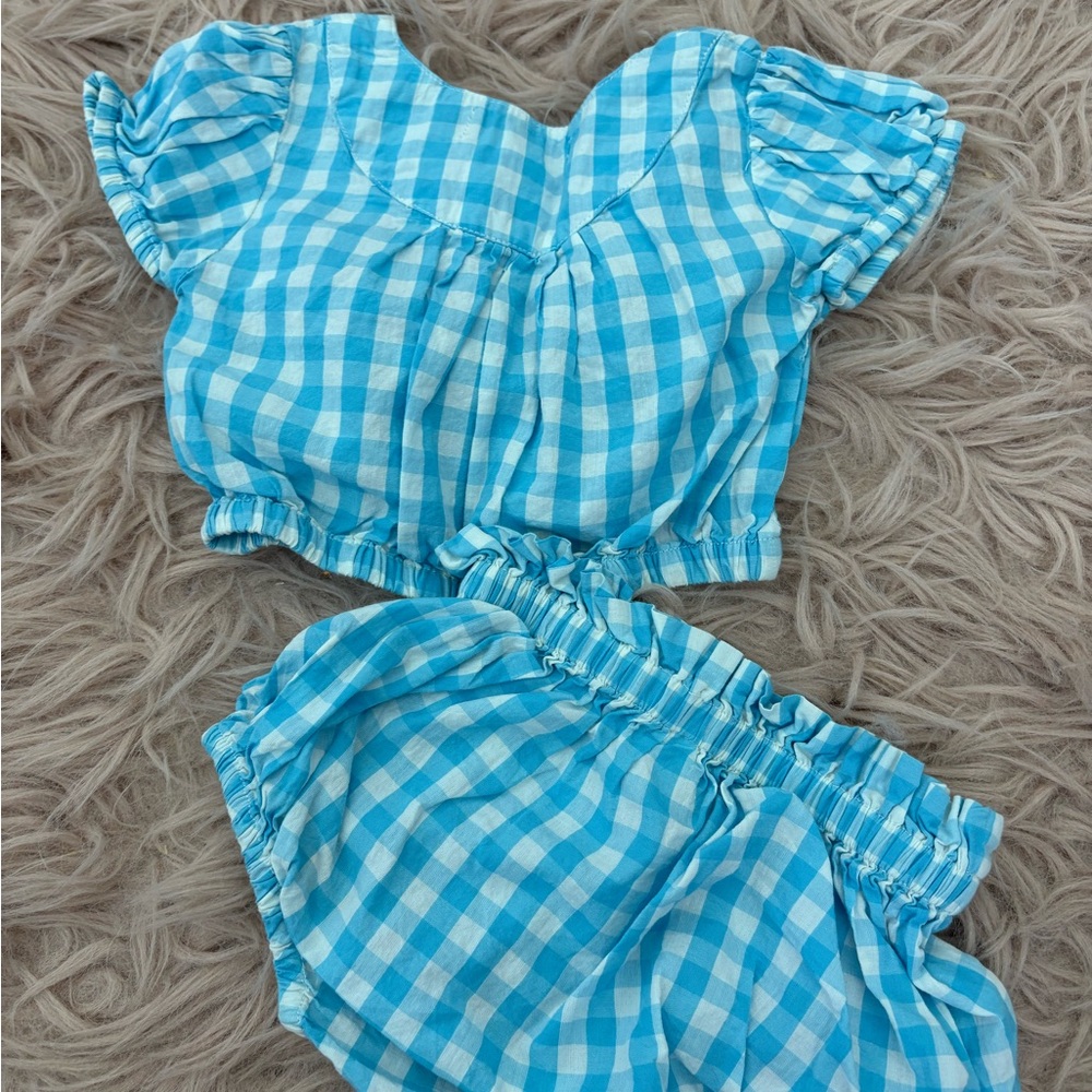 Pink Chicken Blue and White Kids Matching Set